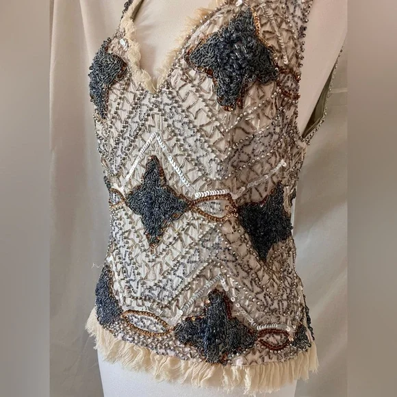 Birger et Mikkelson Night Heavily Beaded Shell sz 42 - Picture 3 of 9